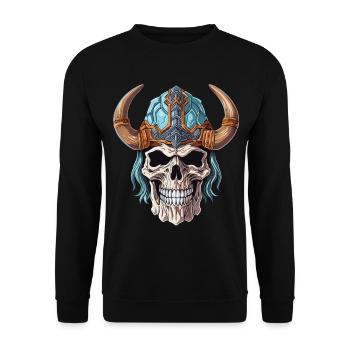 Wikingerschädel, nordische Mythologie - Unisex Pullover - Schwarz - Vorne - Alina (178cm) & Michal (187cm)