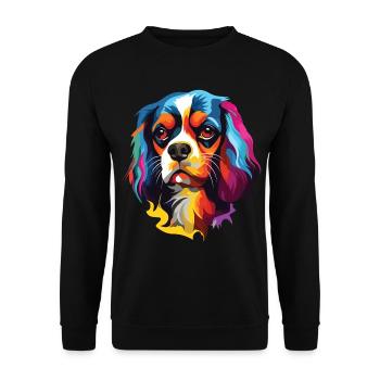 Hund Kavalier König Charles Spaniel Pop Art - Unisex Pullover - Schwarz - Vorne - Alina (178cm) & Michal (187cm)