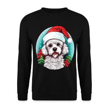Bichon Dog Celebrating Christmas - Unisex Sweatshirt - black - Front - Alina (178cm) & Michal (187cm)