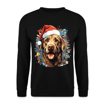 Labrador Dog Celebrating Christmas - Unisex Sweatshirt - black - Front - Alina (178cm) & Michal (187cm)