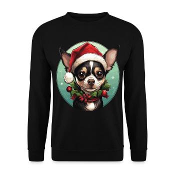 Un chien de race Chihuahua qui fête Noël - Sweat-shirt Unisexe - noir - Devant - Alina (178cm) & Michal (187cm)