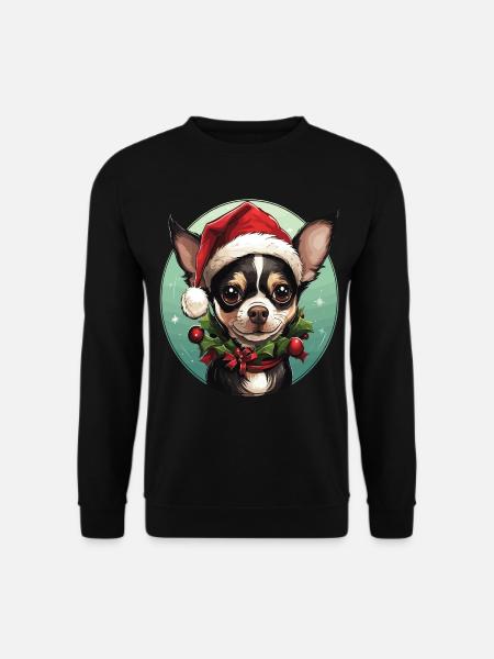 Un chien de race Chihuahua qui fête Noël - Sweat-shirt Unisexe - noir