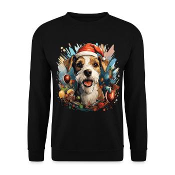 Fox Terrier Dog Christmas Party Breed - Unisex Sweatshirt - black - Front - Alina (178cm) & Michal (187cm)