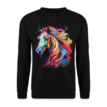 Colorful horse portrait pop art style - Unisex Sweatshirt - black - Front - Alina (178cm) & Michal (187cm)