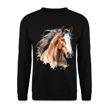 Portrait de cheval avec un style aquarelle - Sweat-shirt Unisexe - noir - Devant - Alina (178cm) & Michal (187cm)