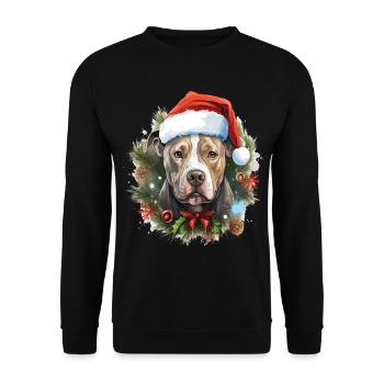 Chien de la race Pitbull qui fête Noël avec vous - Sweat-shirt Unisexe - noir - Devant - Alina (178cm) & Michal (187cm)