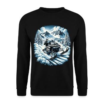 Snowmobiling in a mountainous landscape - Unisex Sweatshirt - black - Front - Alina (178cm) & Michal (187cm)