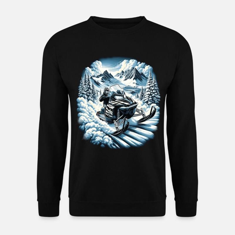 Snowmobiling in a mountainous landscape - Unisex Sweatshirt - black