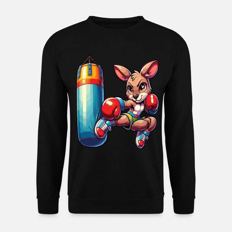 Ein niedliches Box-Känguru im Manga-Stil - Unisex Pullover - Schwarz