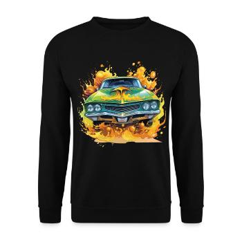 American muscle car cartoon style - Unisex Sweatshirt - black - Front - Alina (178cm) & Michal (187cm)