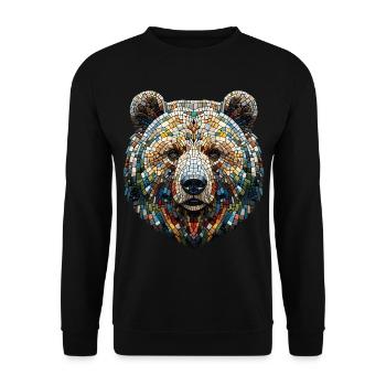 Portrait d'un ours en mosaïque colorée - Sweat-shirt Unisexe - noir - Devant - Alina (178cm) & Michal (187cm)