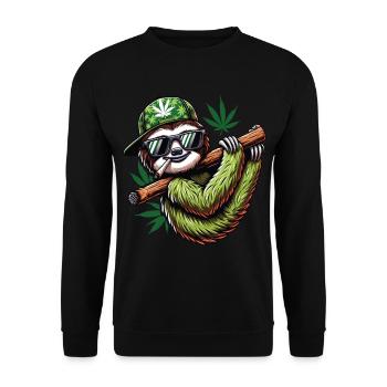 Un Paresseux qui fume un joint de cannabis - Sweat-shirt Unisexe - noir - Devant - Alina (178cm) & Michal (187cm)