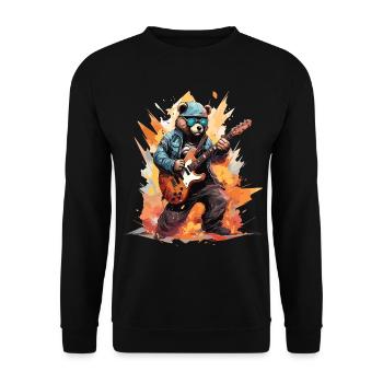 Un ours qui joue de la guitare électrique - Sweat-shirt Unisexe - noir - Devant - Alina (178cm) & Michal (187cm)