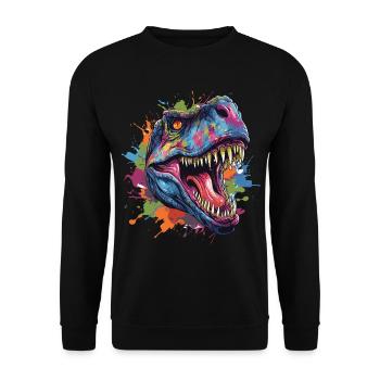 T-Rex Dinosaurier Kopf mit Graffiti-Stil - Unisex Pullover - Schwarz - Vorne - Alina (178cm) & Michal (187cm)