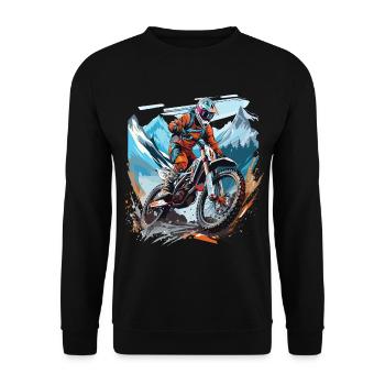 Motocross with a mountain backdrop - Unisex Sweatshirt - black - Front - Alina (178cm) & Michal (187cm)