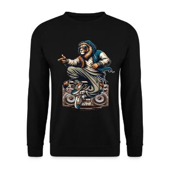 Un lion hiphop avec sweat capuche et sneakers - Sweat-shirt Unisexe - noir - Devant - Alina (178cm) & Michal (187cm)