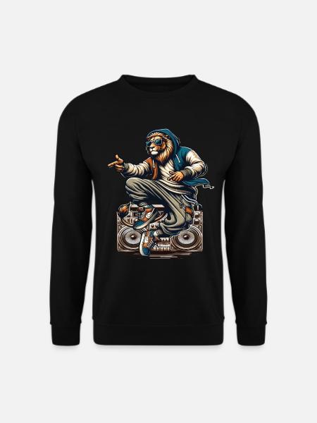 Un lion hiphop avec sweat capuche et sneakers - Sweat-shirt Unisexe - noir