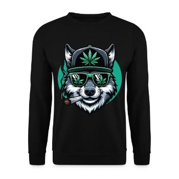 A Wolf Smoking a Marijuana Joint - Unisex Sweatshirt - black - Front - Alina (178cm) & Michal (187cm)