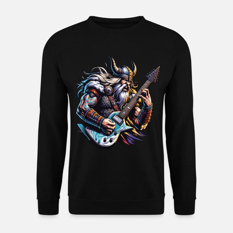 Wikingerkrieger, der E-Gitarre spielt. - Unisex Pullover - Schwarz