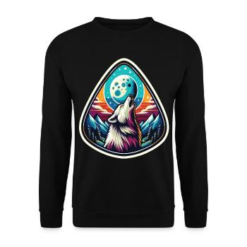A wolf howling under the full moon - Unisex Sweatshirt - black - Front - Alina (178cm) & Michal (187cm)