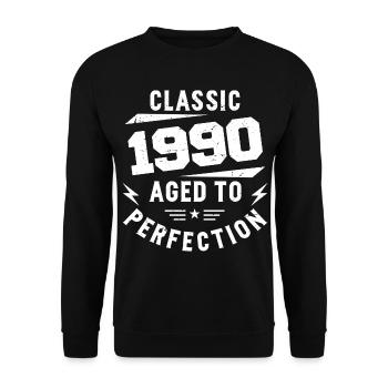 1990 Classic 1990 Vintage 1990 Geburtstagsgeschenk - Unisex Pullover - Schwarz - Vorne - Alina (178cm) & Michal (187cm)