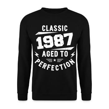 1987 Classic 1987 Vintage 1987 Birthday Gift - Unisex Sweatshirt - black - Front - Alina (178cm) & Michal (187cm)