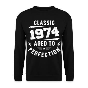 1974 Classic 1974 Cadeau Anniversaire 1974 Vintage - Sweat-shirt Unisexe - noir - Devant - Alina (178cm) & Michal (187cm)