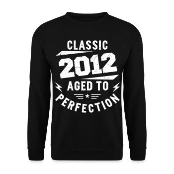 2012 Classic 2012 Jubiläumsgeschenk 2012 Jahrgang - Unisex Pullover - Schwarz - Vorne - Alina (178cm) & Michal (187cm)