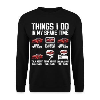 Things I Do In My Spare Time Car Lover - Unisex Sweatshirt - black - Front - Alina (178cm) & Michal (187cm)
