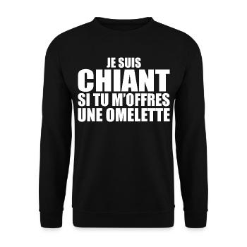 Homme qui adore : Omelette. Design Drôle Humour - Sweat-shirt Unisexe - noir - Devant - Alina (178cm) & Michal (187cm)