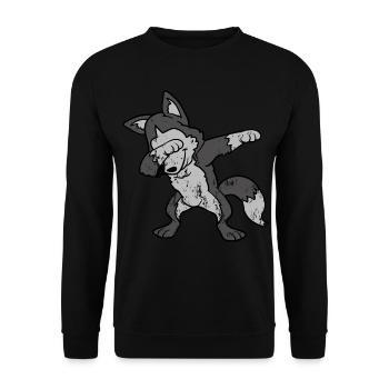 Retro Vintage Grunge Style Dabbing Dab Wolf Husky - Unisex Sweatshirt - black - Front - Alina (178cm) & Michal (187cm)