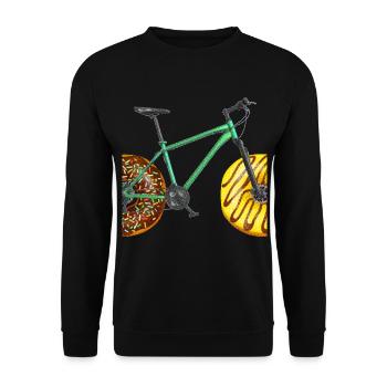 Bicycle with donuts saying - cool funny motif - Unisex Sweatshirt - black - Front - Alina (178cm) & Michal (187cm)