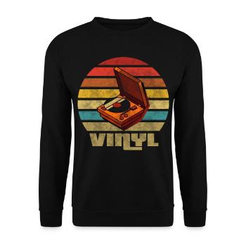 Vinyl Vintage Retro Musik Box Schallplatte Platte - Unisex Pullover - Schwarz - Vorne - Alina (178cm) & Michal (187cm)