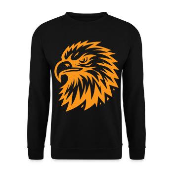 Oranger Adlerkopf – Kraftvolles Design mit Stil - Unisex Pullover - Schwarz - Vorne - Alina (178cm) & Michal (187cm)