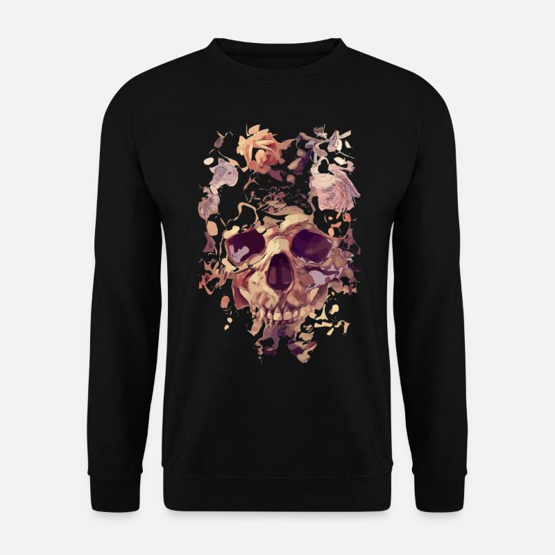 Totenkopf mit Rosen - Unisex Pullover - Schwarz