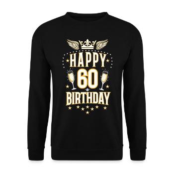 06 Happy 60 Birthday Crown Wings - Unisex Pullover - Schwarz - Vorne - Alina (178cm) & Michal (187cm)