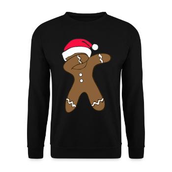 dabbing gingerbread man for Christmas as a gift - Unisex Sweatshirt - black - Front - Alina (178cm) & Michal (187cm)