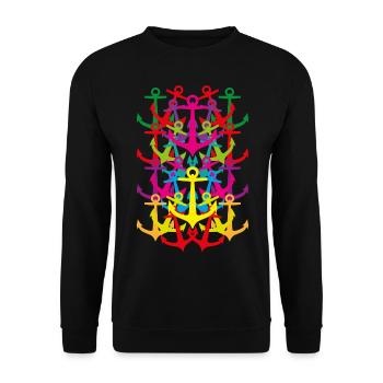 01 Muster Anker Pop Art - Unisex Pullover - Schwarz - Vorne - Alina (178cm) & Michal (187cm)