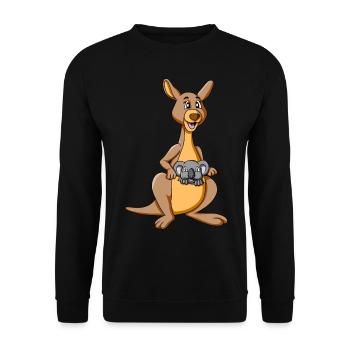 Kangourou avec koala dans une pochette - kangourou avec koala - Sweat-shirt Unisexe - noir - Devant - Alina (178cm) & Michal (187cm)