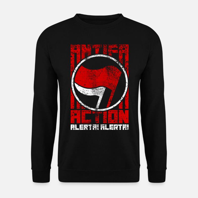 Antifa Action – Alerta! Alerta! (red-white) - Unisex Pullover - Schwarz