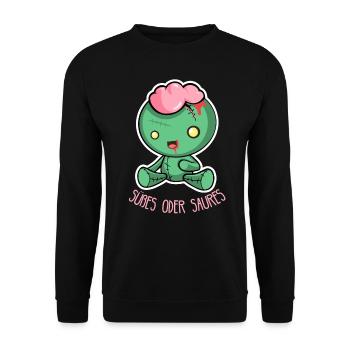 Creepy Halloween Doll - Des bonbons ou un sort - Sweat-shirt Unisexe - noir - Devant - Alina (178cm) & Michal (187cm)