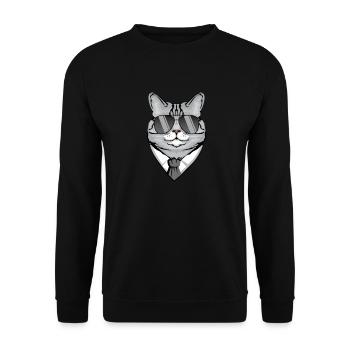 Chat avec lunettes de soleil, chemise et cravate - Sweat-shirt Unisexe - noir - Devant - Alina (178cm) & Michal (187cm)