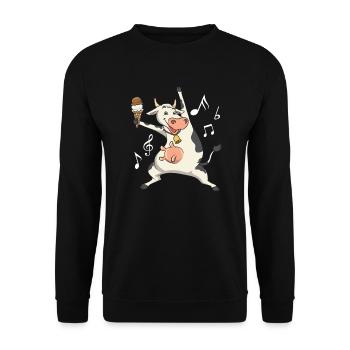 Vache dansante avec crème glacée et notes de musique - Sweat-shirt Unisexe - noir - Devant - Alina (178cm) & Michal (187cm)