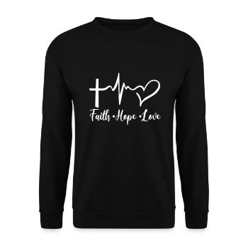 Glaube Hoffnung Liebe Orthodoxer christlicher Glaube - Unisex Pullover - Schwarz - Vorne - Alina (178cm) & Michal (187cm)