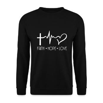Glaube Hoffnung Liebe Heiliger Christlicher Glaube - Unisex Pullover - Schwarz - Vorne - Alina (178cm) & Michal (187cm)