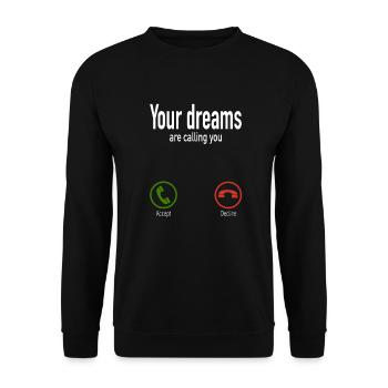DEINE TRÄUME RUFEN DICH AN - Unisex Pullover - Schwarz - Vorne - Alina (178cm) & Michal (187cm)