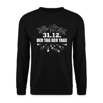 Silvester Feuerwerk Pyro - Unisex Pullover - Schwarz - Vorne - Alina (178cm) & Michal (187cm)