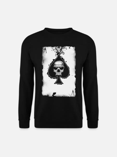 Pik Ass Totenkopf Casino Spielkarte - Unisex Pullover - Schwarz