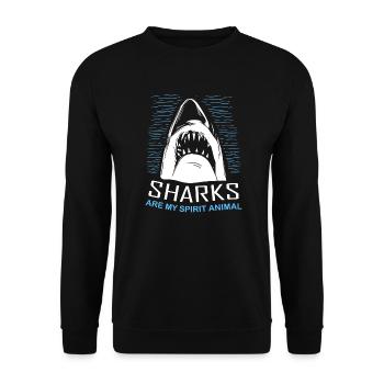 Sharks Are My Spirit Animal Diver Diving - Unisex Sweatshirt - black - Front - Alina (178cm) & Michal (187cm)