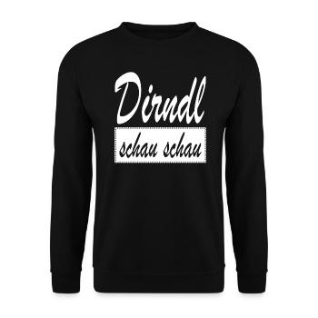 Dirndl schau schau Dialekt Wien Österreich - Unisex Pullover - Schwarz - Vorne - Alina (178cm) & Michal (187cm)